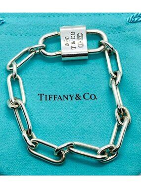 Tiffany & Co Sterling Silver 925 Double Lock Bracelet 8.25"
